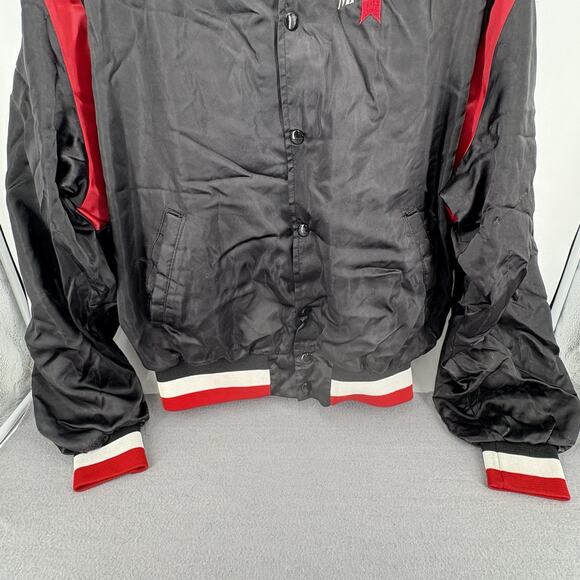 Vintage 80's Michelob Beer Anheiser Busch Black & Red Satin Bomber Jacket L - Picture 3 of 11